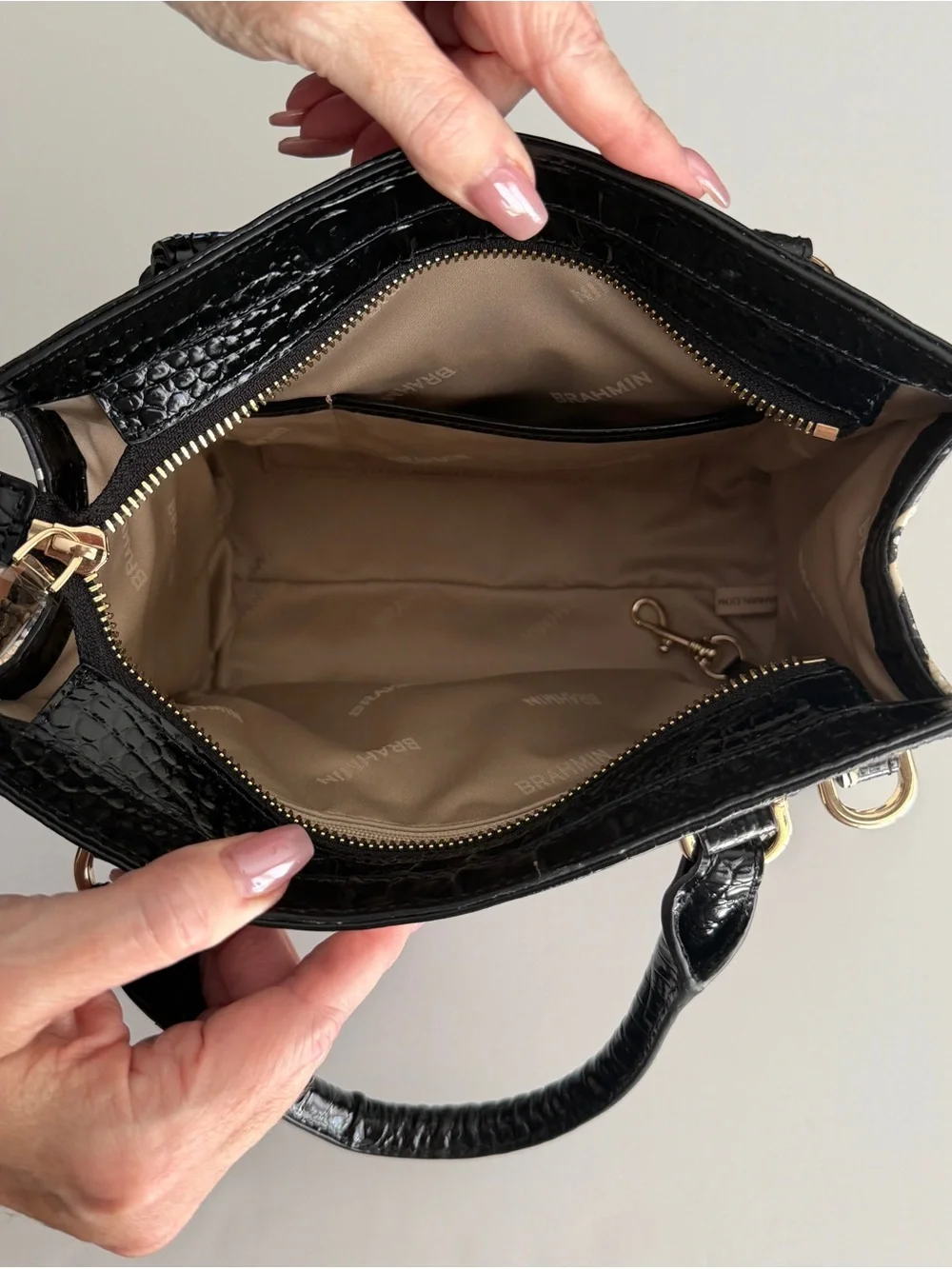 NWT Brahmin Cami Satchel in Zebra Print - Full Set with Dust Bag